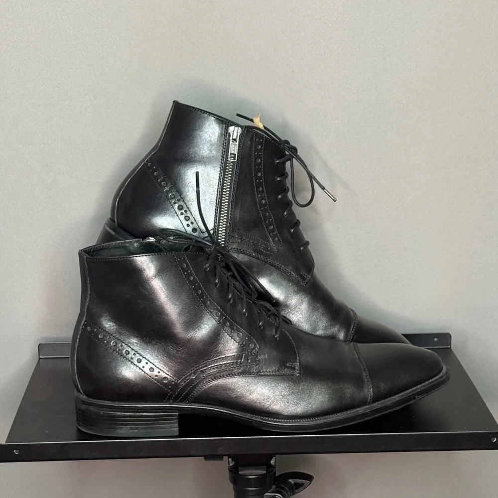 Johnston & Murphy Black Leather Men's Ankle Boots Size 11.5 - Picture 1 of 10